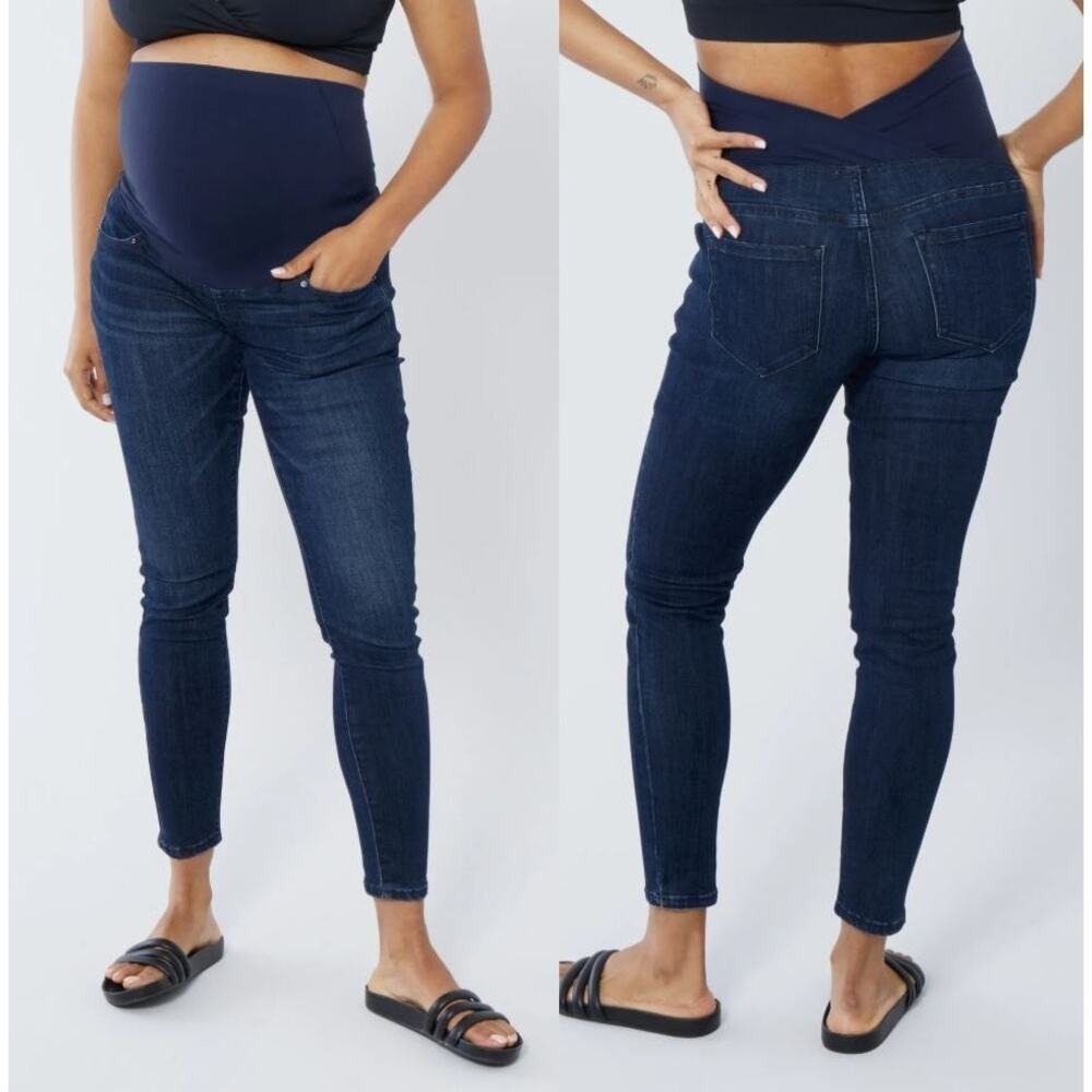 NWT ISABEL Ingrid+Isabel Crossover Panel Maternity Skinny Jeans Indigo Womens 0